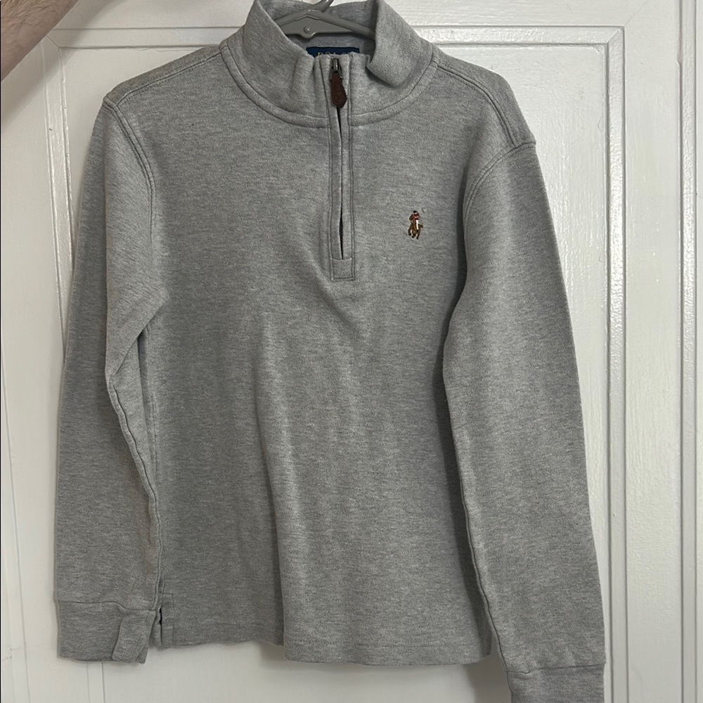 Boys Polo Ralph Lauren Gray interlock cotton Quarter-Zip Pullover